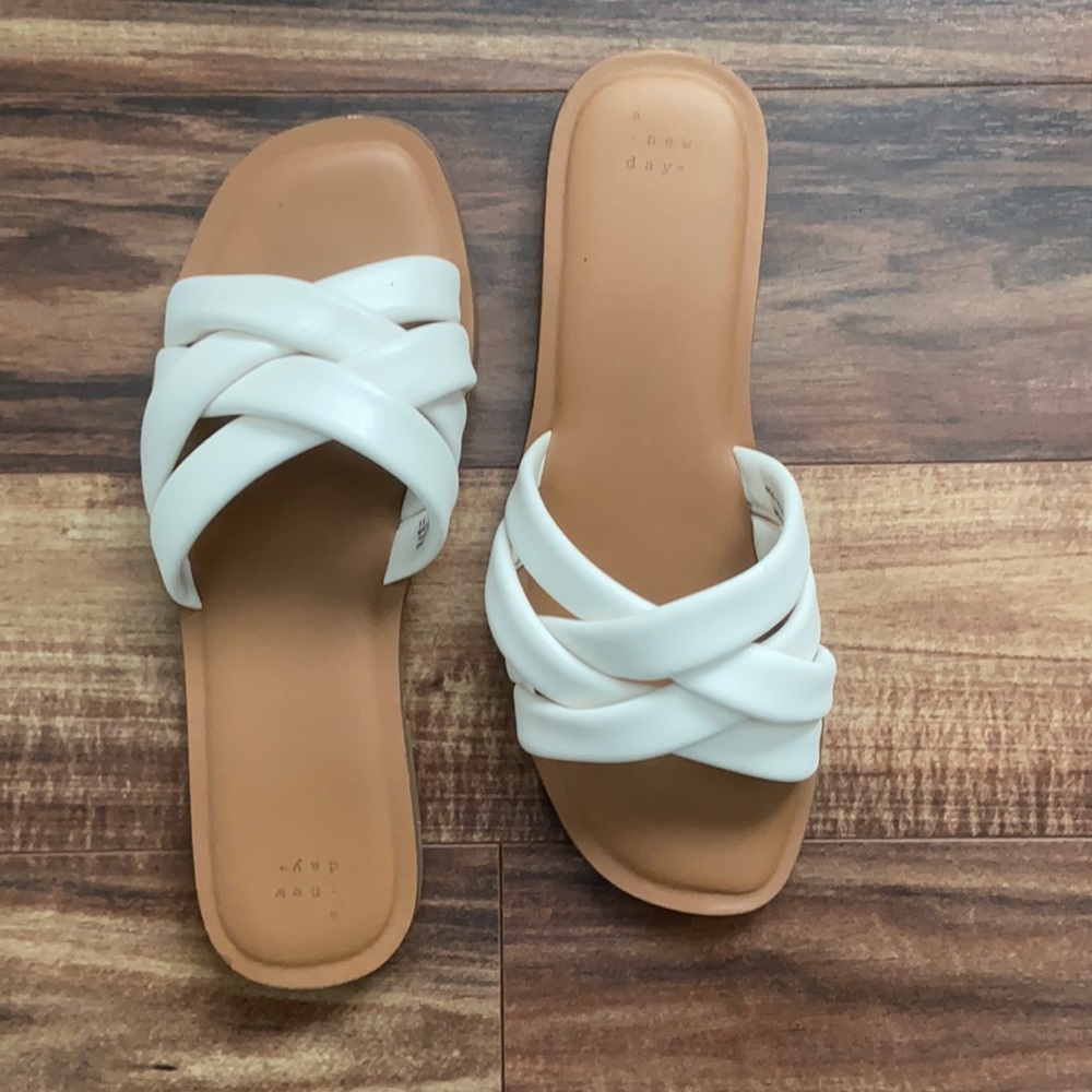 White Slip On Sandals